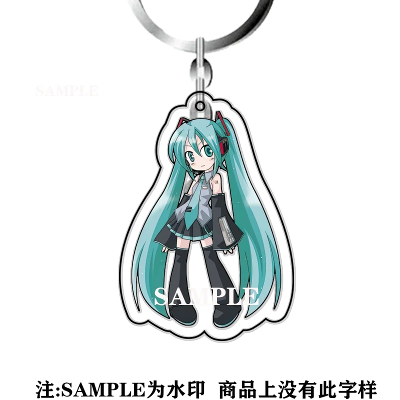 Hatsune miku anime dos desenhos animados acrílico dupla face chaveiro mochila pingente pendurado ornamentos meninas decoração presentes de aniversário brinquedos