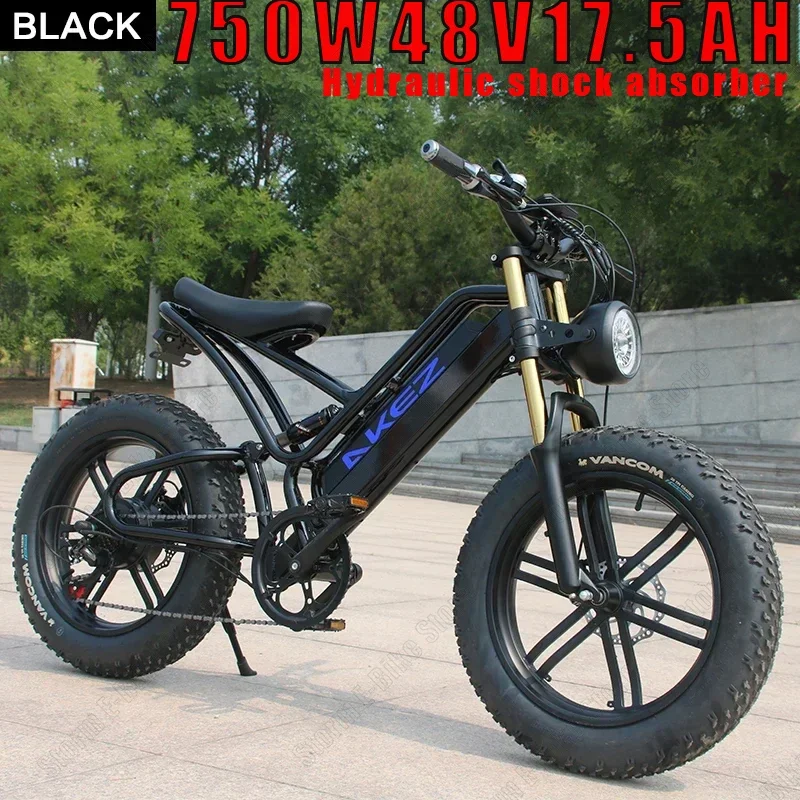 AKEZ 750W Motor Mountain Electric Bike 48V17.5AH battery 21speed Urban E-bicycle Hydraulic Shock-Absorbing Power-Assisted E-Bike