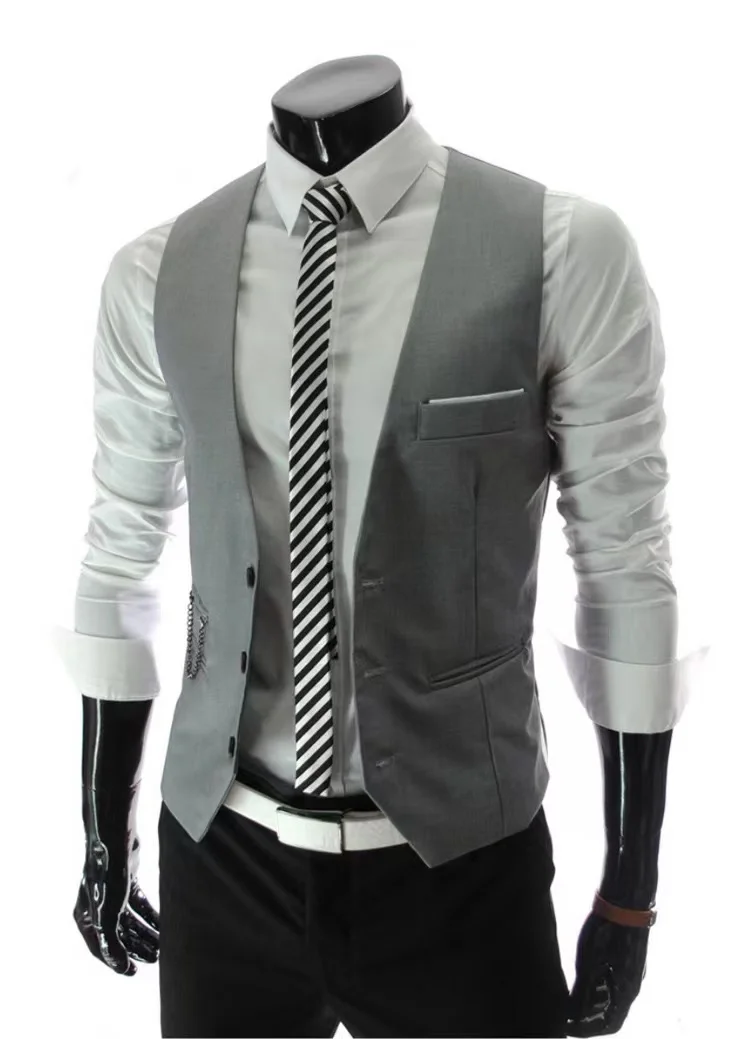 New Arrival Dress Vests For Men Vest Slim Fit Mens Suit Vest Male Waistcoat Gilet Homme Casual Sleeveless Formal Business Jacket