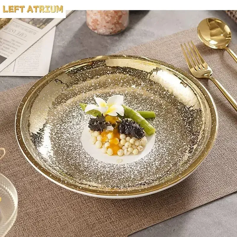 Circular Ceramic Dinner Plate Thick Soup Dessert Salad Plates Pasta Restaurant Specialty Tableware