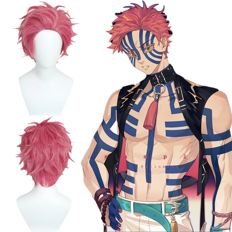 

Парик для косплея Akaza, короткий, красный, пушистый, термостойкий, из синтетических волос, унисекс, для аниме-костюмов, вечеринок, Хэллоуина