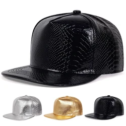 Unisex Python Pattern Leather Hip-hop Hats Spring Autumn Outdoor Adjustable Casual Baseball Caps Sunscreen Hat