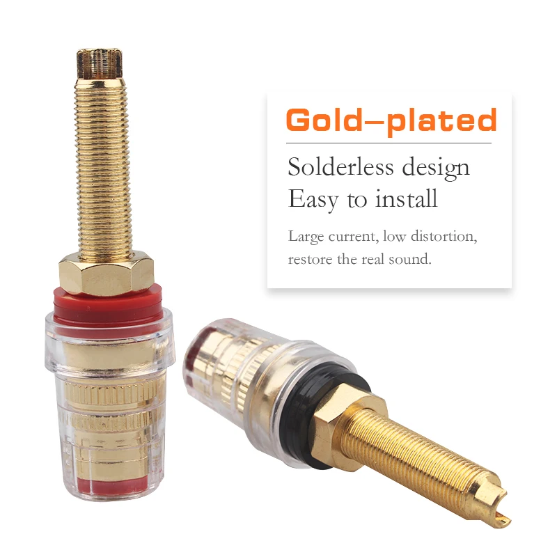 Crystal Transparent Free Welding Long Binding Post Power Amplifier Banana Plug Interface Speaker Cable Accessory