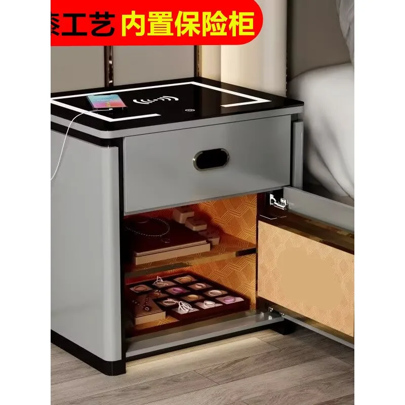 Smart bedside safe integrated, simple and modern multi-functional safe bedside cabinet