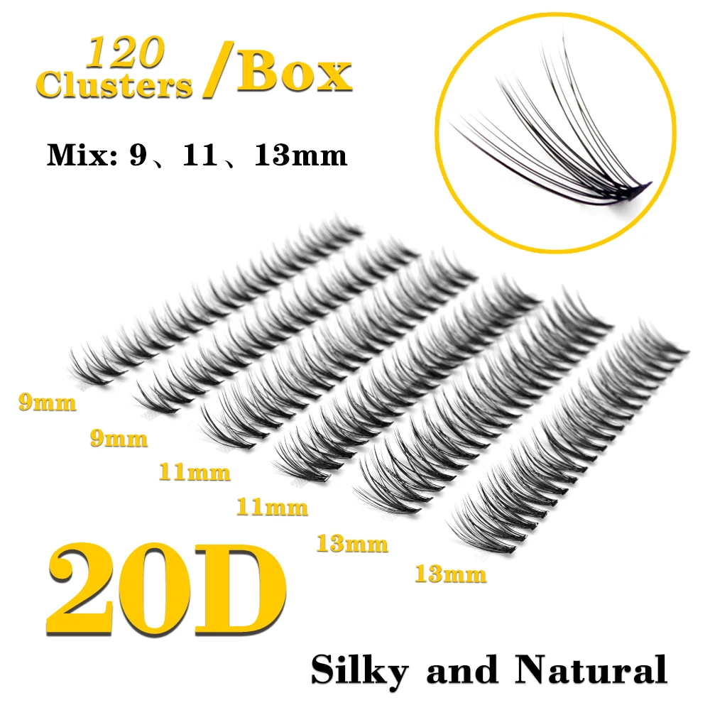 Kimcci 20D / 30D 120 Pęczków Mieszane Rzęsy Pełny Zestaw Rzęs DIY Indywidualne Rzęsy z Norek Przedłużanie Rzęs Kępki Mieszane Rzęsy Makijaż Cilia