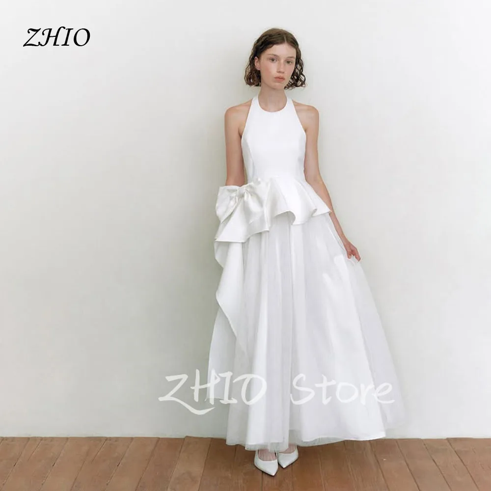 ZHIO Elegant New Style O-Neck Wedding Dresses Satin/Tulle Korea A-Line Photo Shoot Bridal Dress Customized Bride Gown 2026