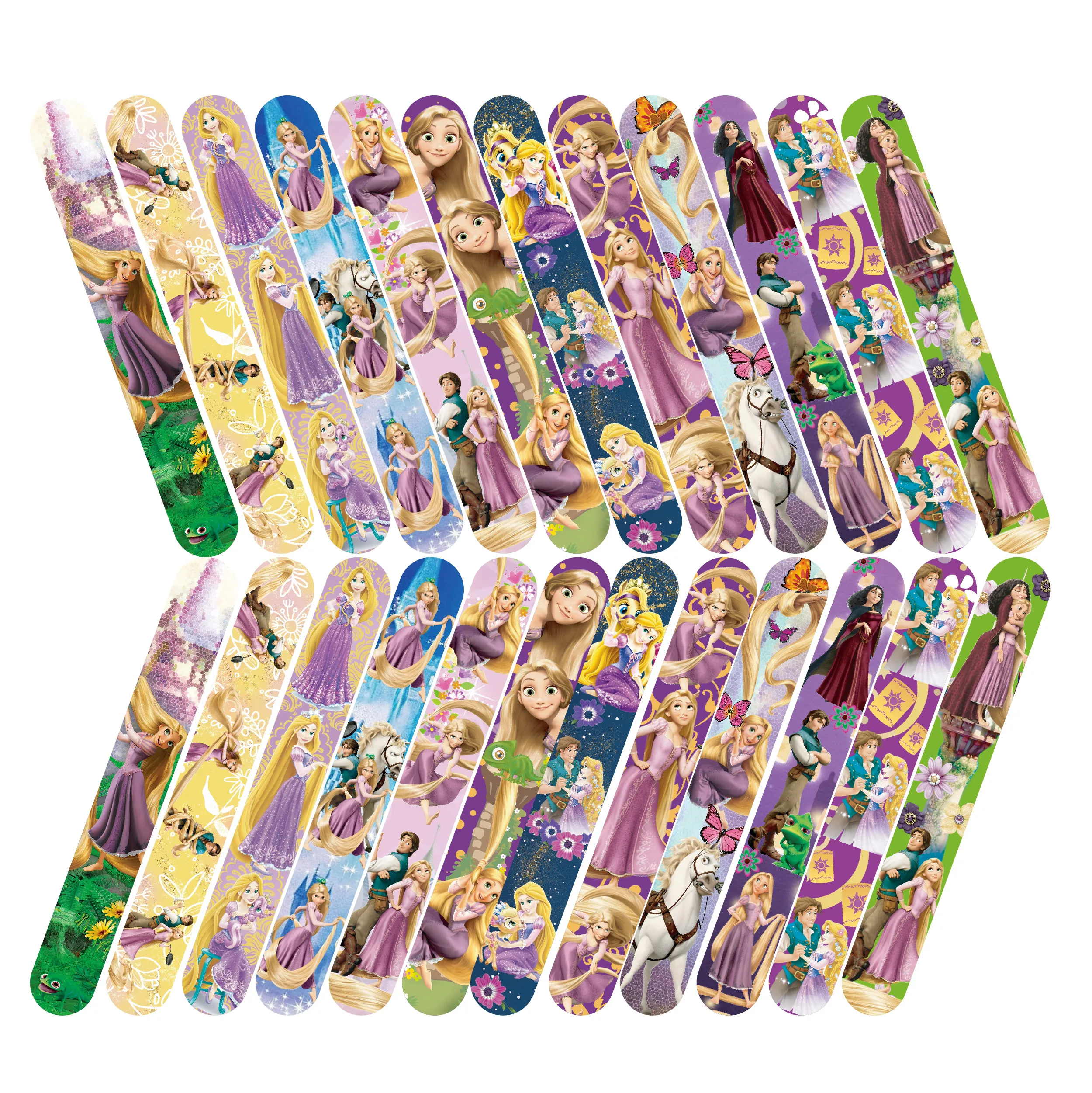 12pcs Disney Rapunzel Princess Slap Bracelets for Girls Bulk Wristbands Birthday Party Decoration Kids Baby Shower Party Gifts