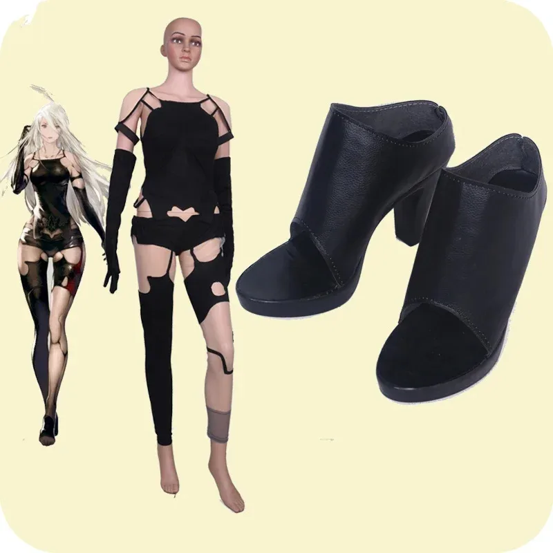 

NieR Automata 2A YoRHa Tsuki A2 Cosplay Shoes Girls Black Shoes For Halloween Cosplay Custom Made