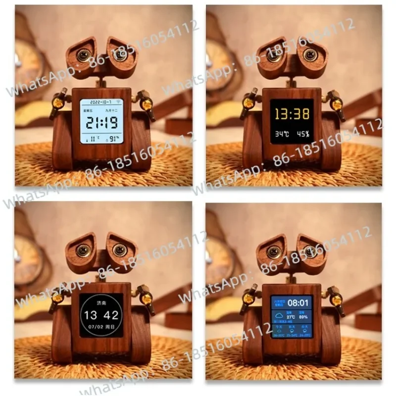 WIFI Weather Alarm Clock Table Tide Play SD2 Holiday Birthday Gift Smart Creative Walnut Wall-E Robot