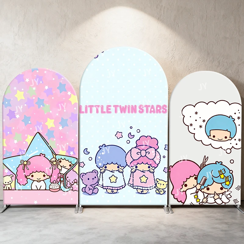 

Little Twin Stars Sanrio Arch Backdrop Cover Starry Daily Life Cute Moments Cute Cartoon Birthday Baby Shower Photo Booth Decor