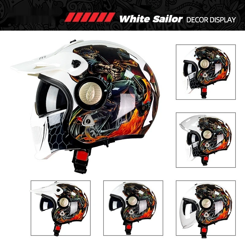 

Hot Trendy Retro Helmet Detachable Multi-Purpose Combination Motorcycle Locomotive Personality Half Predator Combined Helmet