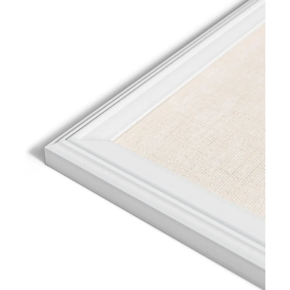 لوحة إعلانات من الفلين للمزرعة مقاس 30 × 20 بوصة، كتان مغطى بإطار خشبي أبيض لديكور المنزل والمكتب والفصول الدراسية