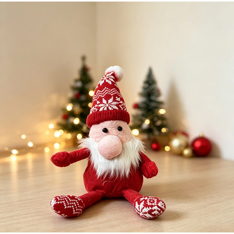 Weihnachtliche Sitzende Weihnachtsmann-Figur, Gestrickter Alter Mann, Ornament, Tischdekoration, Geschenk, Heimdekoration, Neujahrsparty-Requisite, Handgefertigt – Detail 7