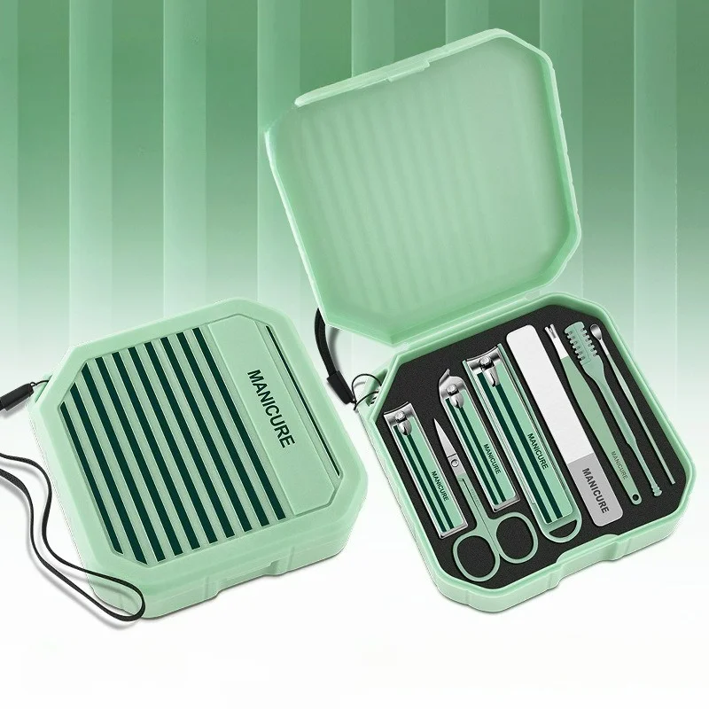 8pcs Nail clipper set storage box, nail clipper scissors, complete set of nail and manicure tools
