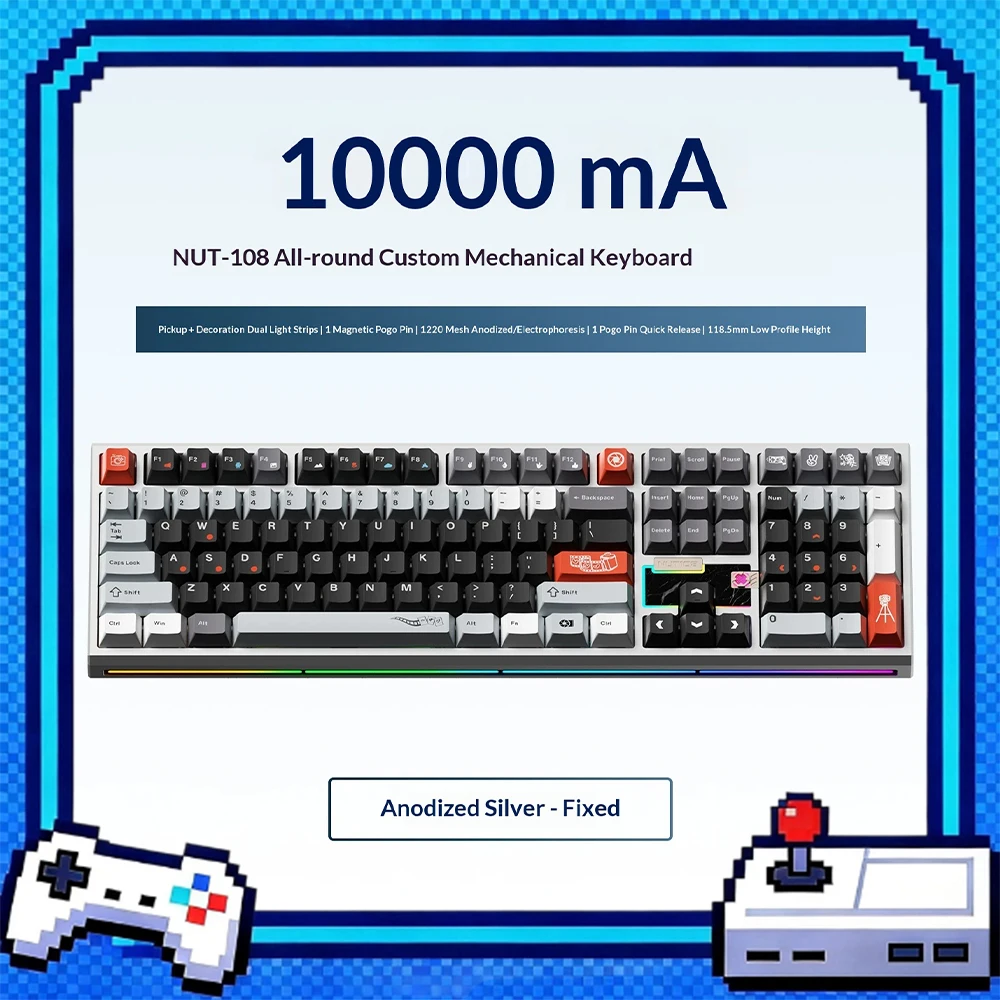 WEIKAV NUT108 108-Key Tri-Mode Aluminum Mechanical Keyboard with 10000mAh Battery RGB For Gifts