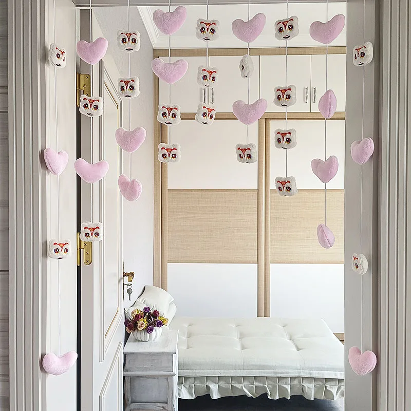 Cortina colgante de Velcro para puerta de dormitorio de niñas, cortina de felpa de hilo de León para habitación de princesa, decoración romántica