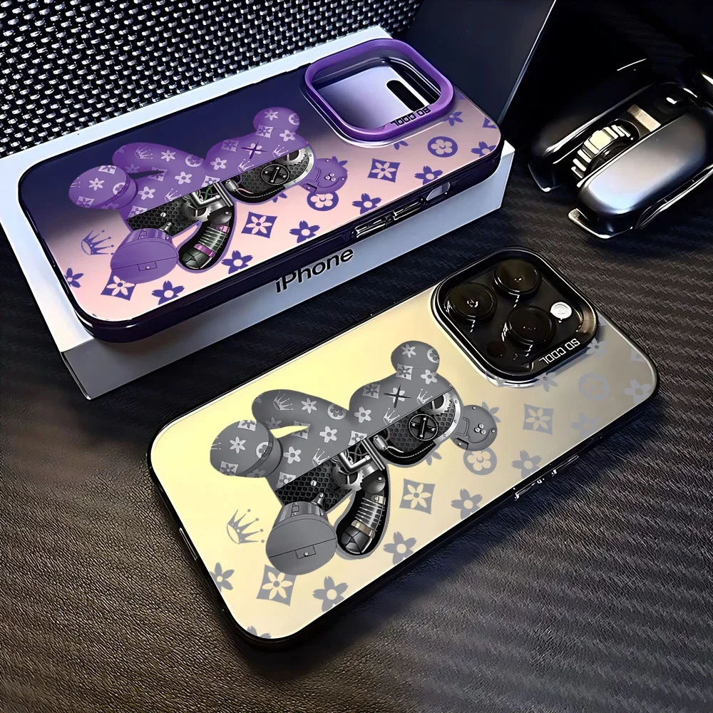 Fashion Luxury Cute Robot Bear Phone Case for Oppo Reno12 Reno11 Reno10 Reno8 Reno7 Reno6 Reno5 Z F T Pro Plus 4G 5G Back Cover