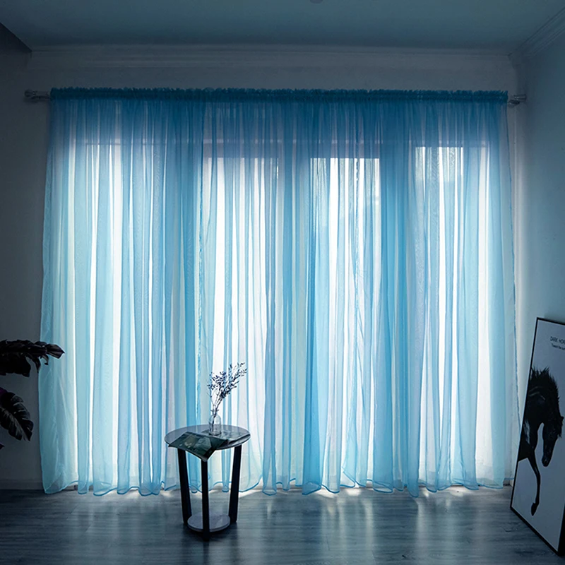 Rainbow Colorful Solid White Tulle Sheer Window Curtains For Living Room Bedroom Tulle Voile Organza Curtains Fabric Drapes