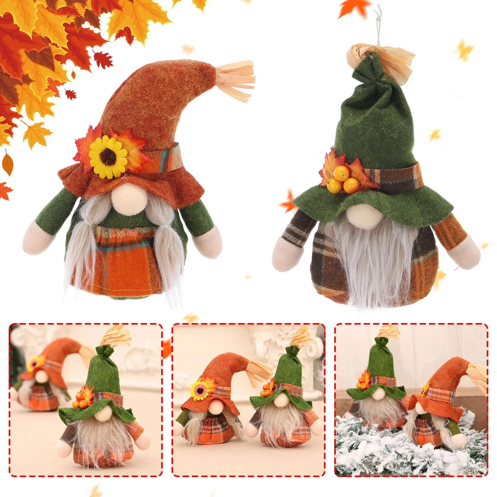 Fall Gnome Autumn Gnome Pumpkin Sunflower Swedish Dwarf Thanksgiving Day Gift Fall Doll Home Window Christmas Decoration Toys