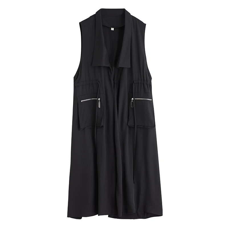 NYFS المرأة فستان صيفي فضفاض حجم كبير جيب سستة المرقعة قميص بدون أكمام فستان رداء Ete فام Elbise 2025 جديد