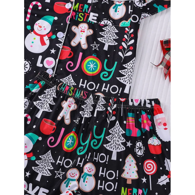 Women's Santa Joy Print Pajama Set Short Sleeve Button Down Top Shorts Casual Soft Sleepwear Loungewear Summer Home Wear