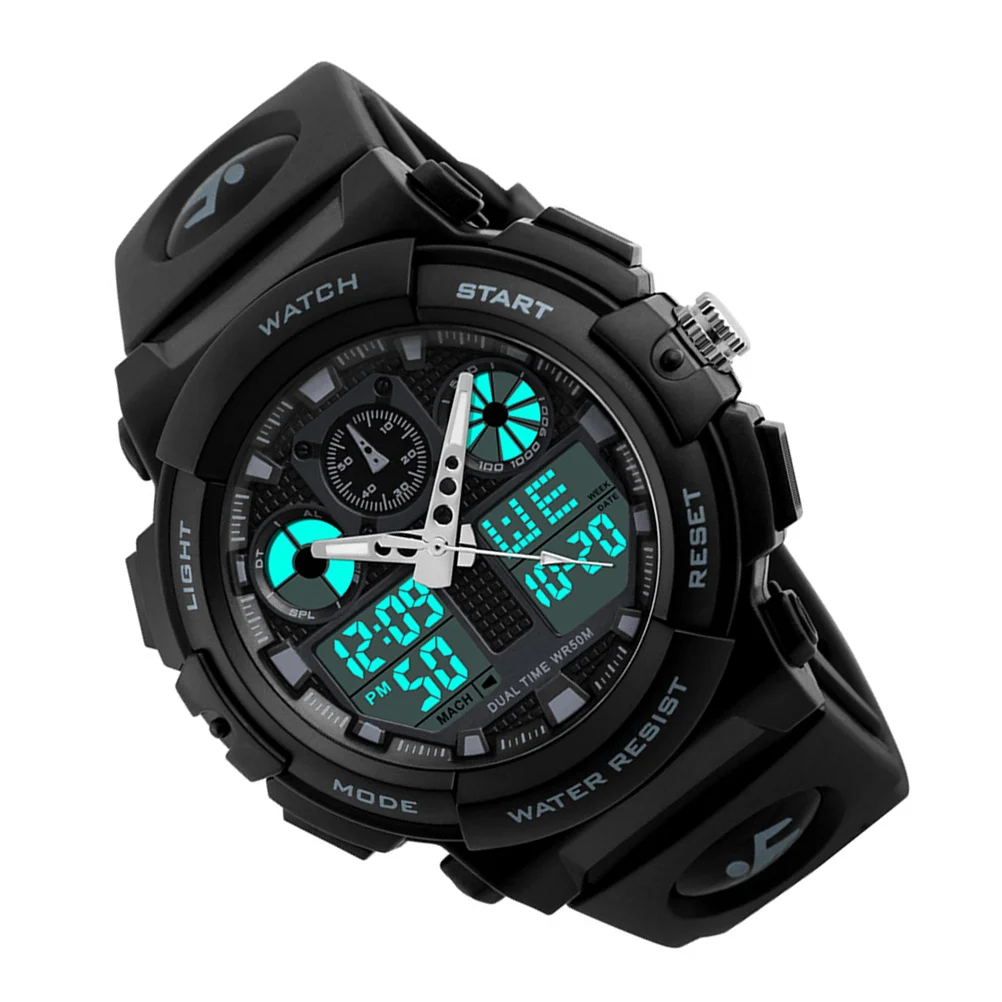 

1270 Waterproof Men's Sports Watch Grey Casual Military Analog Quartz Digital LED Dual Display Stopwatch Alarm Calendar Outdoor