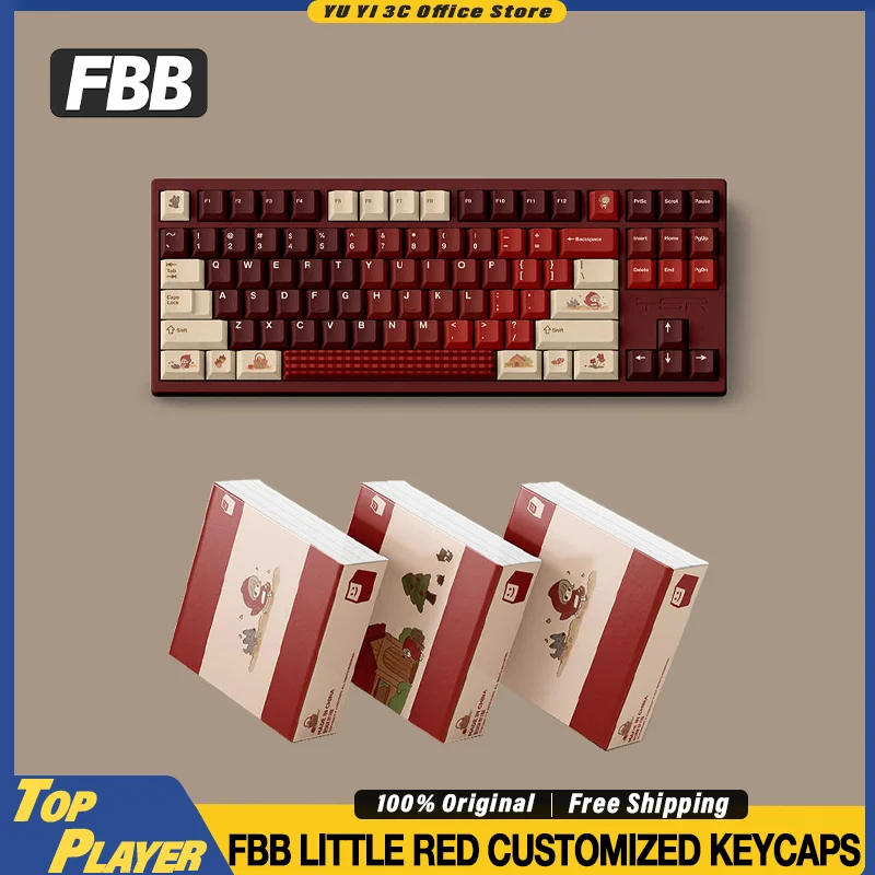 

FBB Little Red Индивидуальные колпачки для клавиш Cherry Profile Оригинальный дизайн Тактильное обновление премиум-класса ПБТ высокой плотности 5-сторонняя сублимационная краска