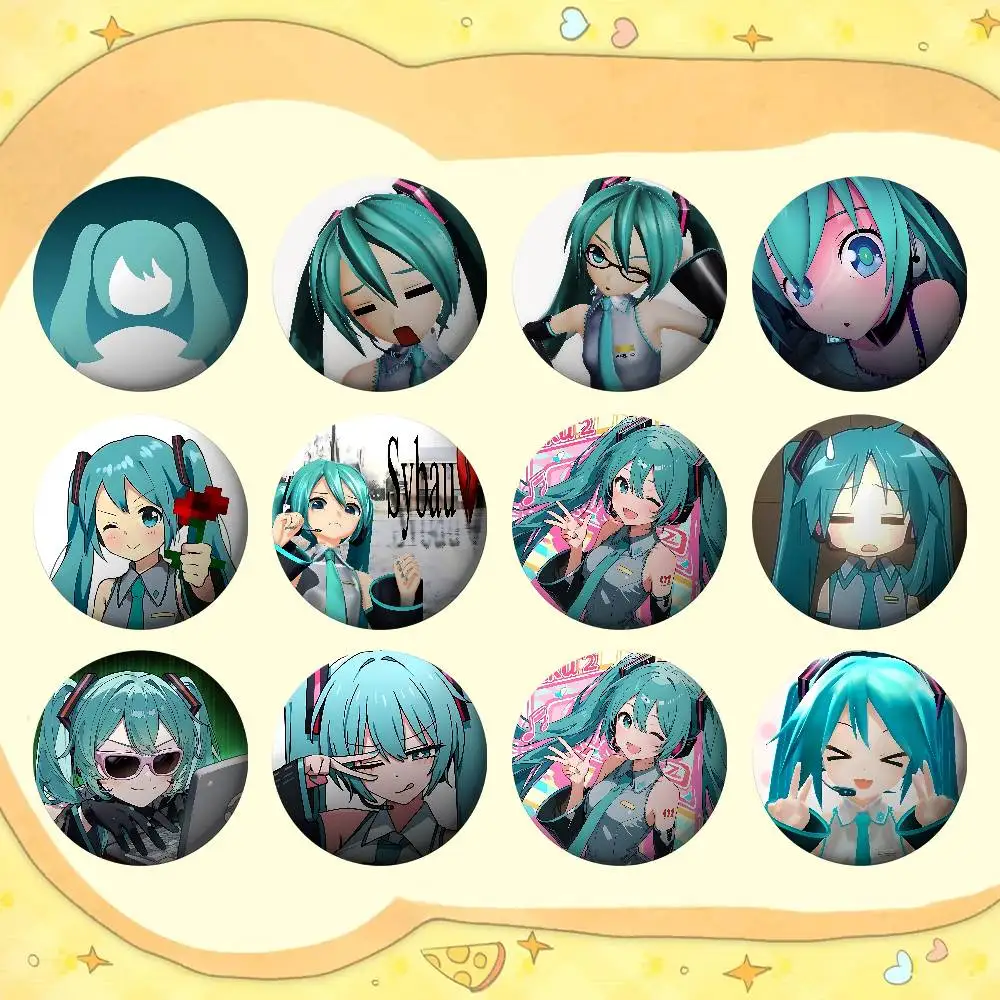 Kawaii H-Hatsune-m-Mikus Classic Badges Tinplate Soft Button Pin Brooch Metal Badge Custom Jewelry Accessories Hat Bag Lapel