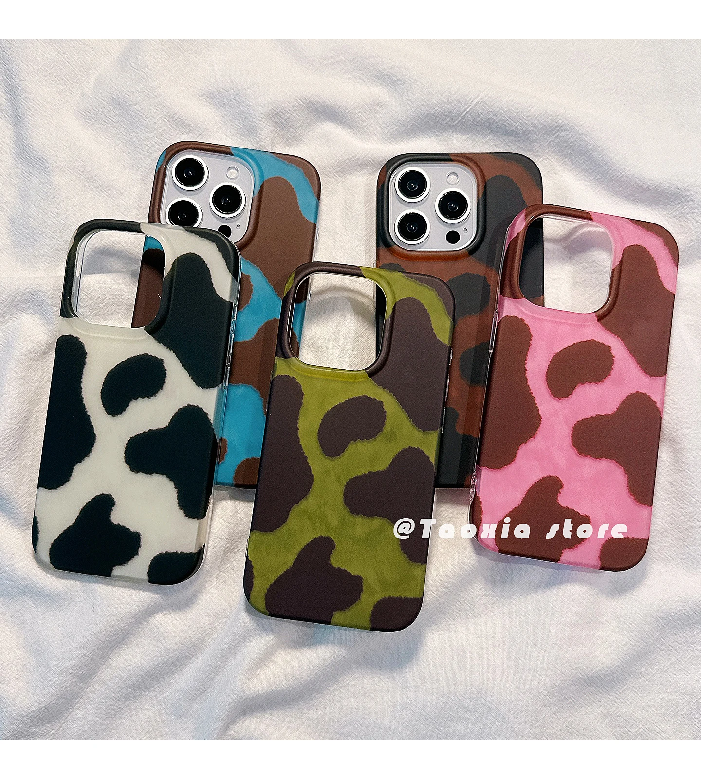 

Корейский стиль Ins с минималистичным коровьим узором для iPhone 17, чехлы для iPhone 16, 15, 14, 13, 12, 11 Pro Max 16 Plus 17Air, противоударная задняя крышка