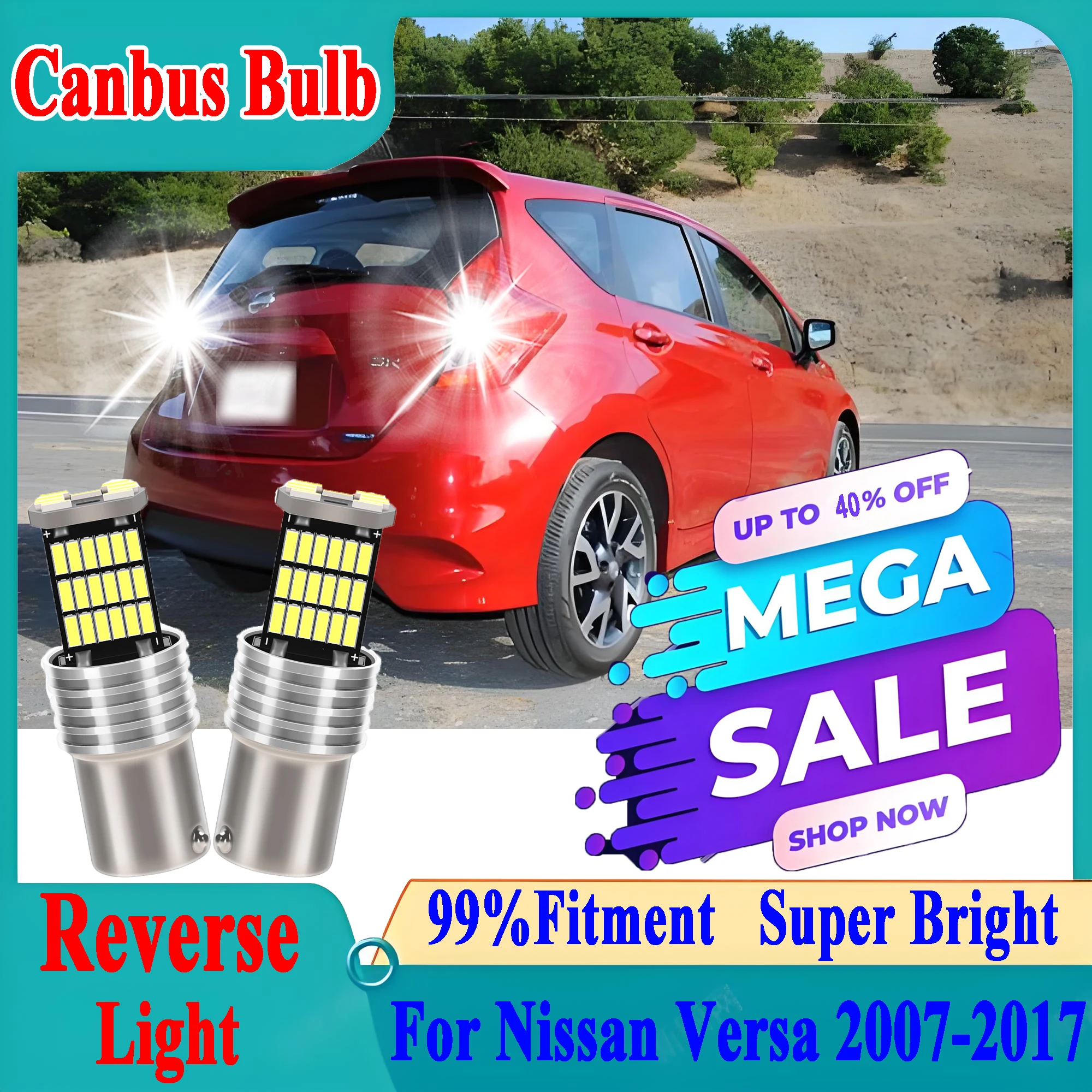 

2PCS 1156 Canbus Car LED Reverse Light 6000K CSP Chips Super Bright For Nissan Versa 2007-2017 Back Up Lamp Error Free
