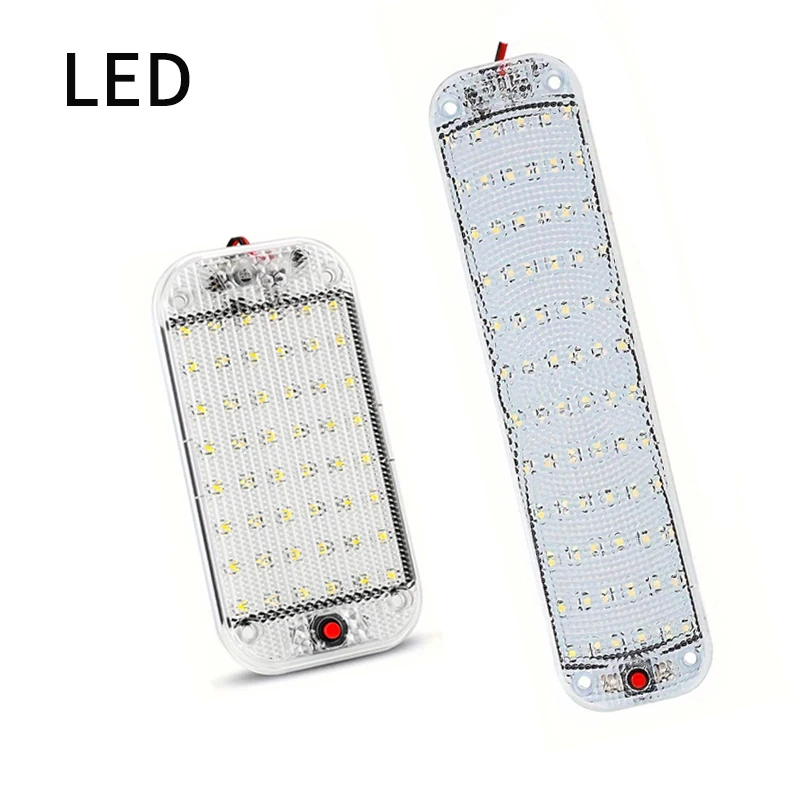 1 szt. Listwa LED do wnętrza samochodu 12V-80V, białe światło, z włącznikiem, do vana, ciężarówki, kampera, łodzi, oświetlenie sufitowe do wnętrza samochodu