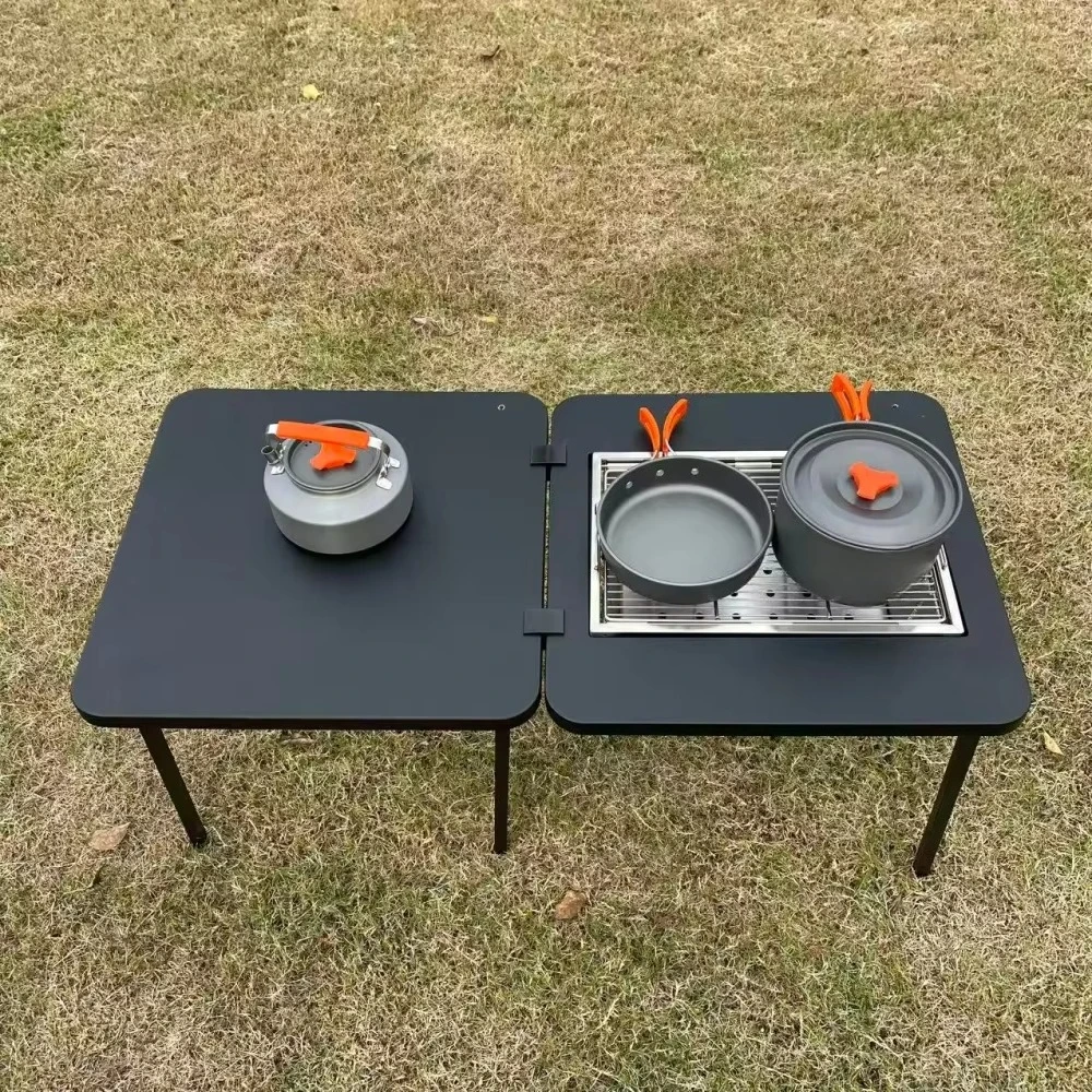 オールインワンポータブルキャンプキッチン、折りたたみ式アウト - Outdoor Camping Kitchen With Sink のレビューと価格