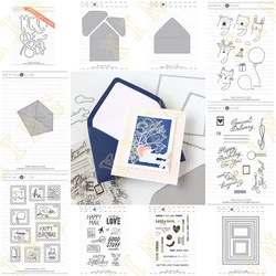 A2 Envelope Snail Mail Metal Cutting Dies Clear Stamps Scrapbook Diary Decoration Embossing Template DIY Greeting Card Handmade