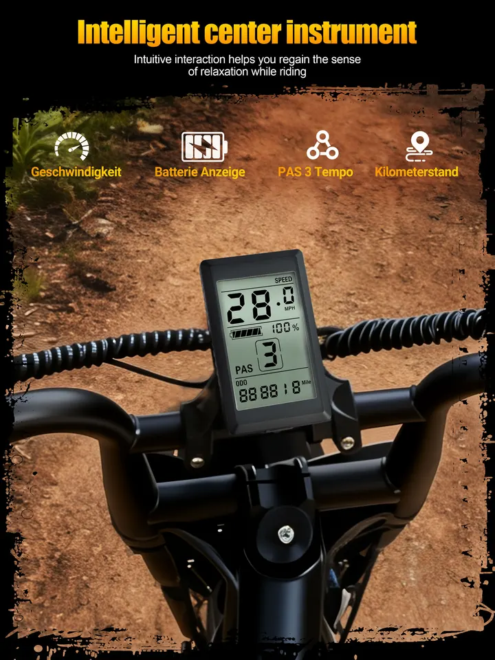 Eskute V100 Electric Dirt Bike, 1500W Peak 20MPH+ 48V13Ah Battery Motorcycle, All Terrain Dual Suspension E Bike , Ebike Up to 60 Miles Range, 16"x4" Fat Tire,  7-Speed，UL2849 image 15