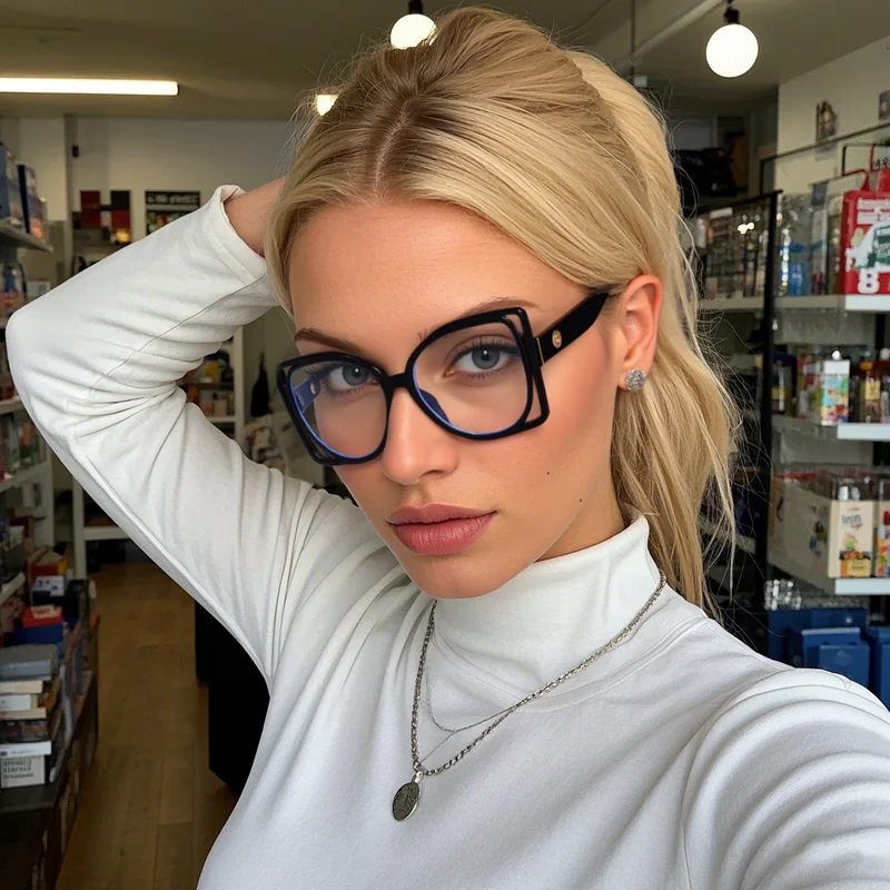 JUNCTURE Anti Blue Light Glasses Fashion Square Transparent Lens Eyewear Women Daily Wear Office Reading Glasses Holiday Gifts