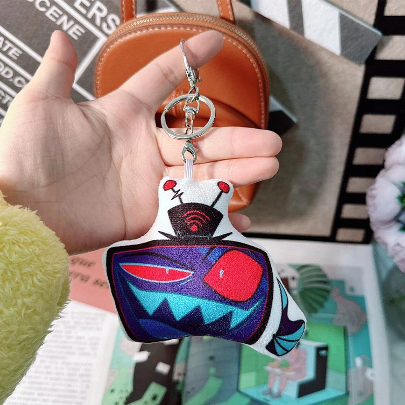 10cm Pressing Can Make Sound Funny Hotel Hazbin 3V Vox Character Plush Toys Anime Animation Keychain Plushie Doll Bag Pendant