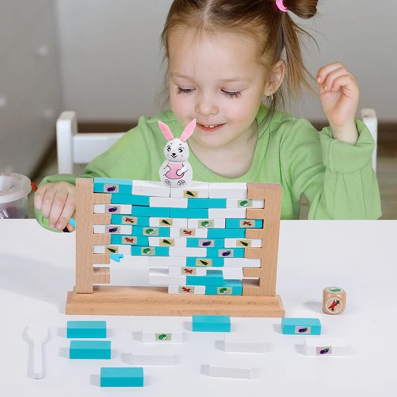 Wall Demolition Game Knock On Ice Brick Rabbit Building Push Stacking Board Educational Parent-Child Interaction
