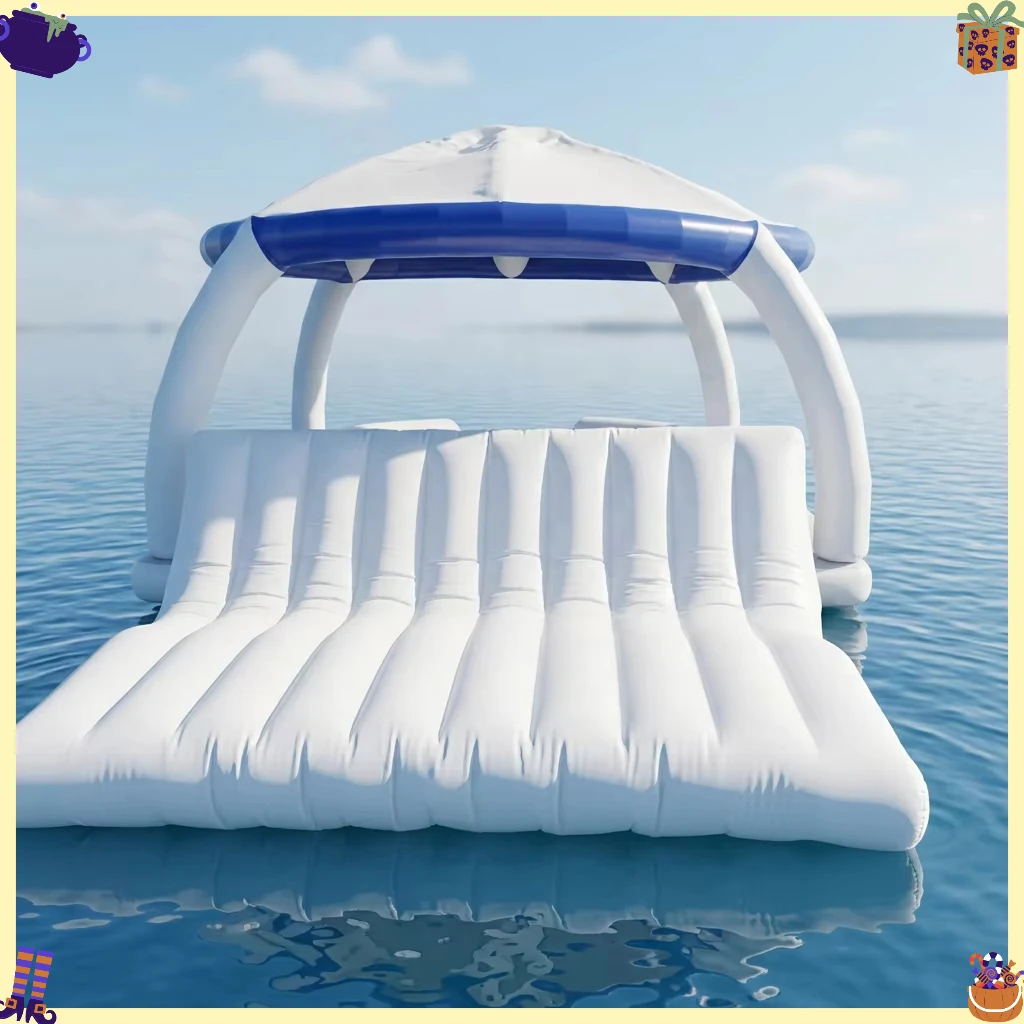 PVC Airtight Inflatable Floating Sofa Bed Large Water Lounge Platform For Outdoor Sunbathing