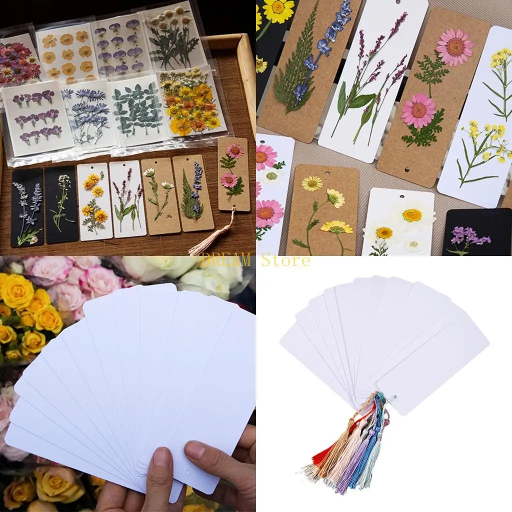 

60 ПК Прямоугольные бумажные закладки пустые закладки с красочными кисточками Эстетические закладки