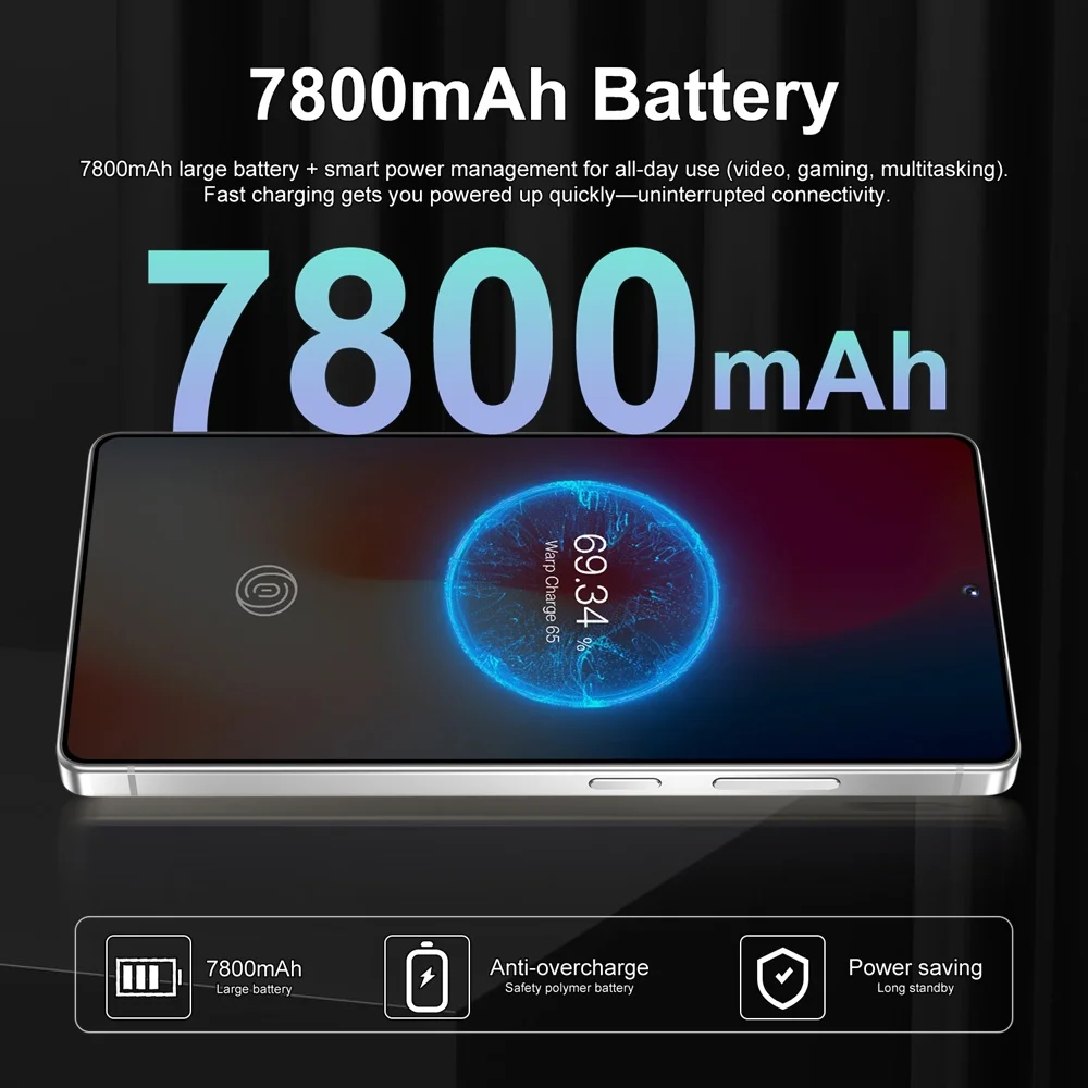 K-Touch New Cell Phone C26 Ultra Smartphone Android 15 5G 7.3 HD Mobile Phones 22GB 2TB 7800mAh Octa Core Unlock Dual SIM 16+48MP Camera