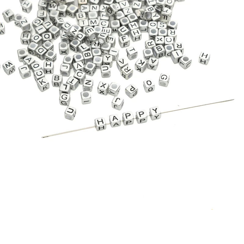 50Pcs 6x6mm Acrylic Letter Decoration Beads Random Mixed Square Alphabet Loose Beads For Jewelry Making DIY Bracelet Necklace view 4