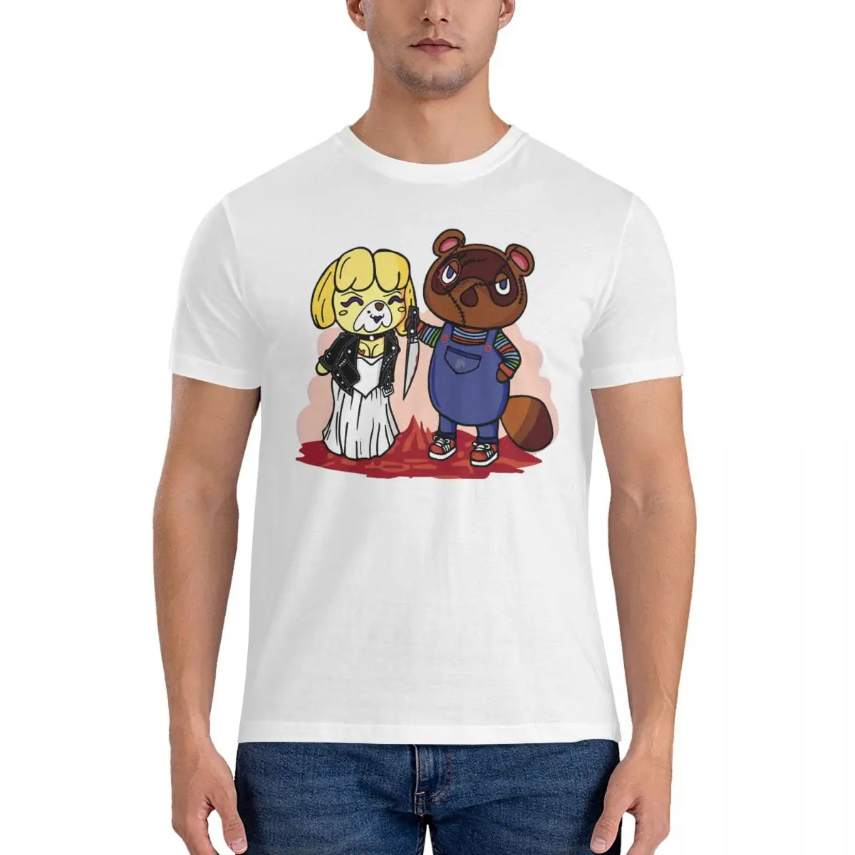 Isabelle And Tom Nook Play T Shirts Animal Game Crossing Timmy 100% Cotton Tops Novelty Short Sleeve Crewneck Tee Shirt