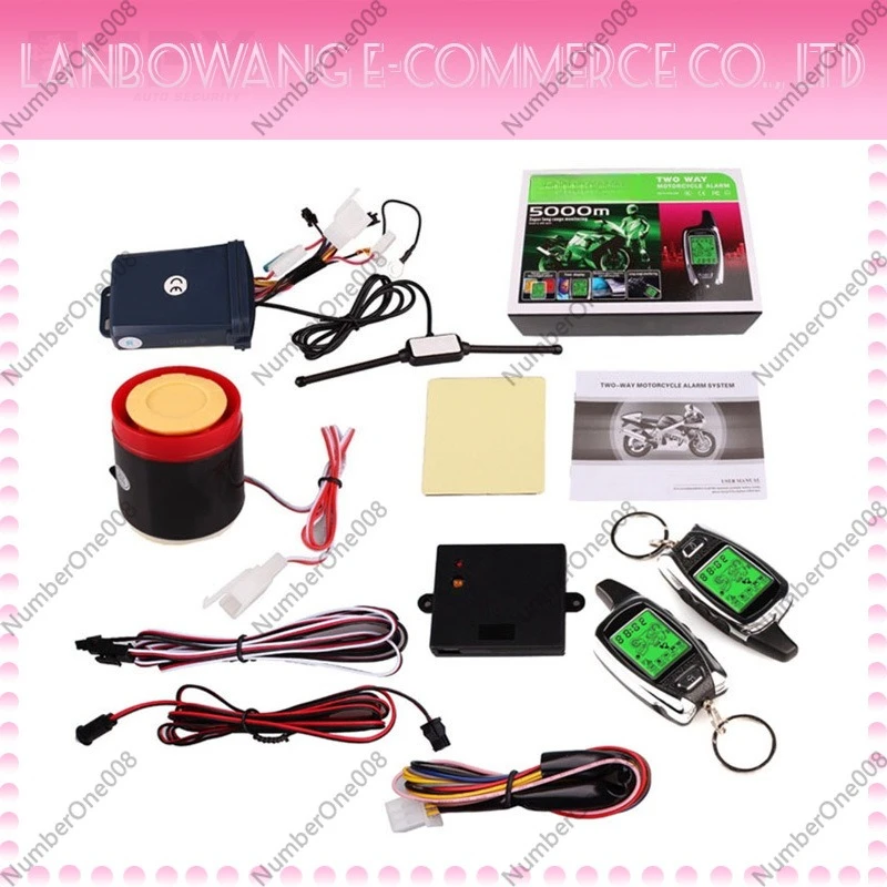 Two Way Motorcycle Anti Theft Alarm System LCD Display Remote Start Waterproof Security Device