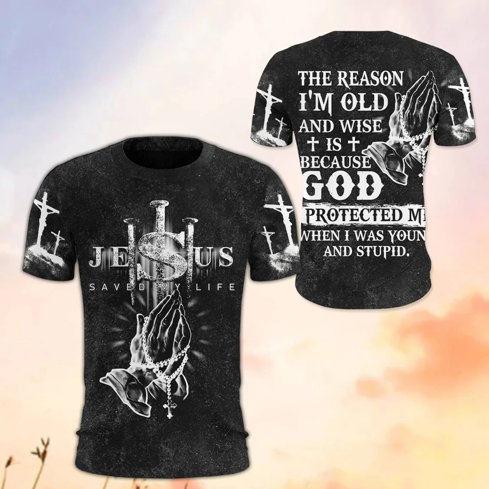 Jesus Lion God Cross 3D Print T-Shirts Men Women Short Sleeve Round Neck T Shirt Christian Tees Harajuku Y2K Tops Men's Clothing