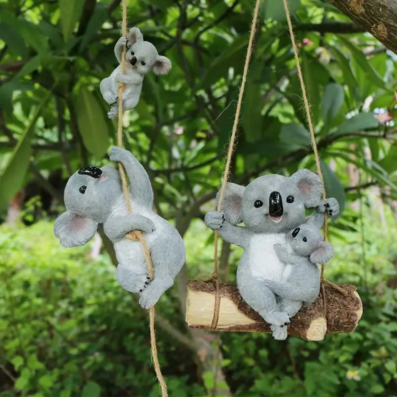 

Resin Swinging Koala Animal Figurines Outdoor Fairy Garden Figurine Yard Hanging Ornament Decoration Statue Sculptture Kid Gifts
