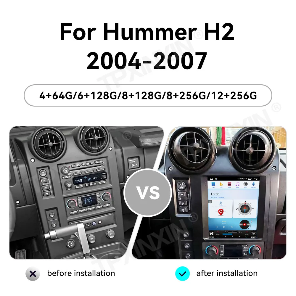 10.4 In Android 15 Multimedia For HUMMER H2 2002~2007 GPS Navigation Video Stereo Receiver Smart Touch Screen Carplay Head Unit