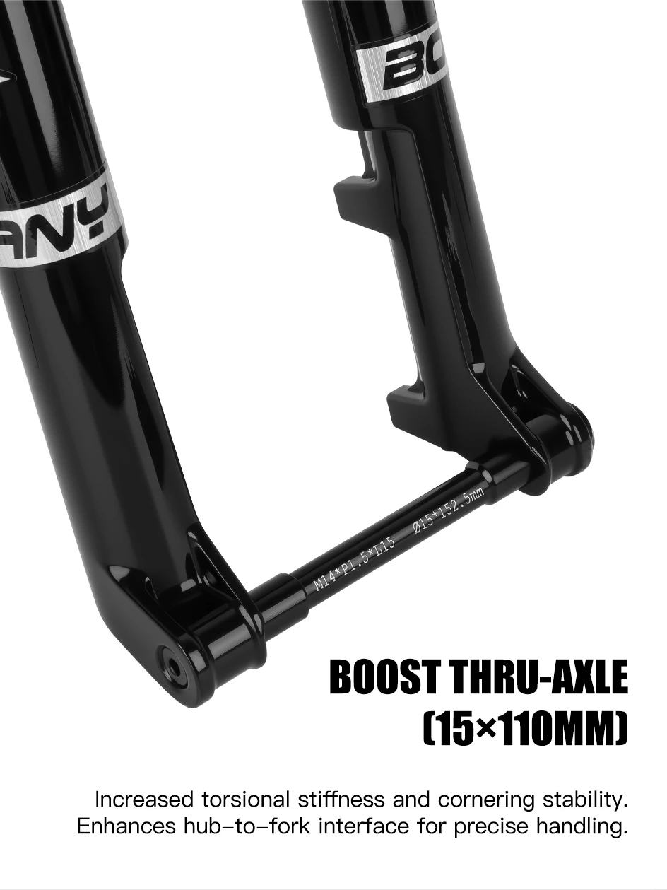 BOLANY MTB-Luftgabel mit Federung, 27,5/29 Zoll, 120 mm, Reise-MTB-Gabel, Magnesiumlegierung, ultraleichtes Design, 15 x 110 mm Boost-Fahrradgabel – Detail 10