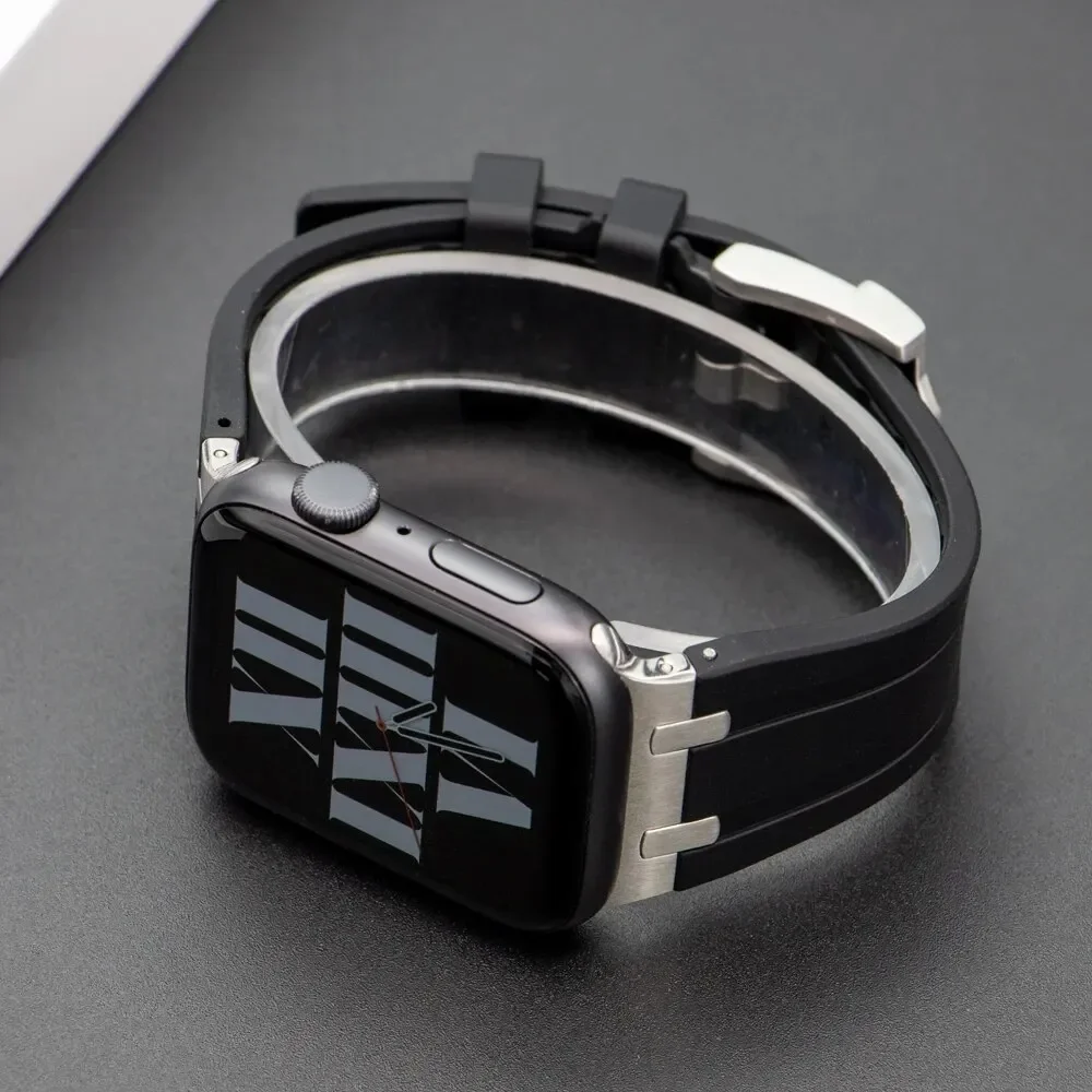 Silicone For Apple Watch Ultra 49mm Sports Rubber Strap For iWatch 9 8 7 6 5 4 SE 3 2 1 42mm 44mm 45mm 41mm 40mm 38mm Bracelet