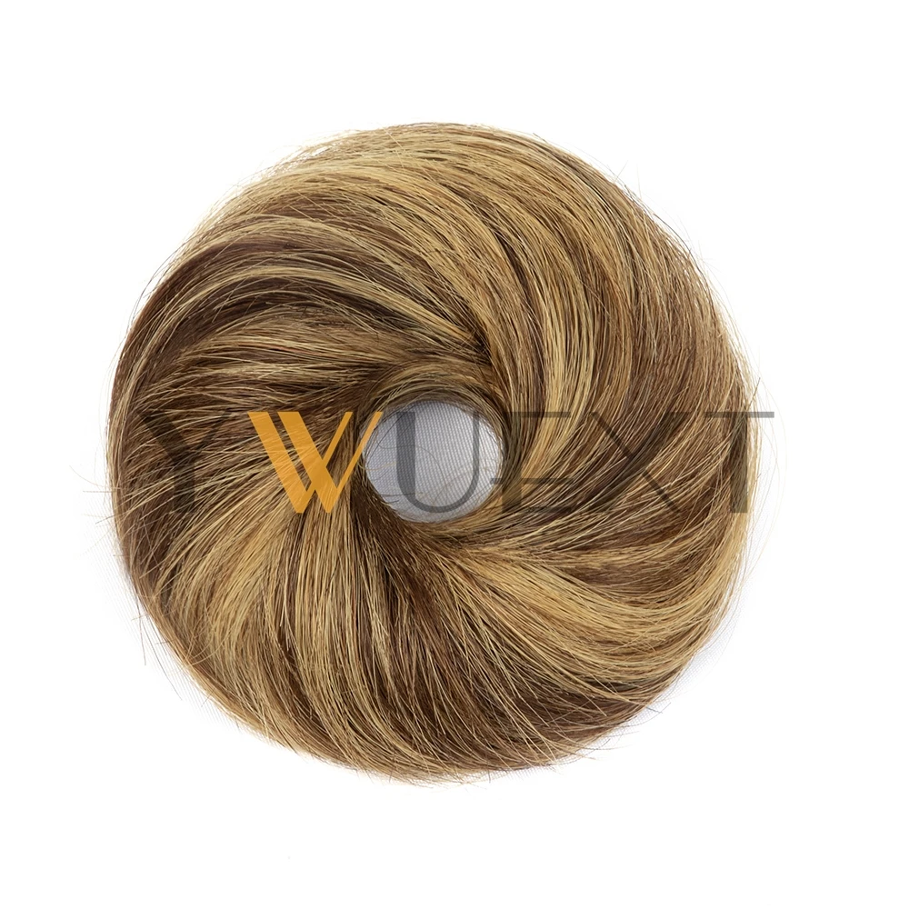 كعكة الشعر البشري ذيل حصان هيربيسي خصلات شعر برازيلية كعكة Scrunchies Updos دونات Chignon وصلات شعر بشري للنساء