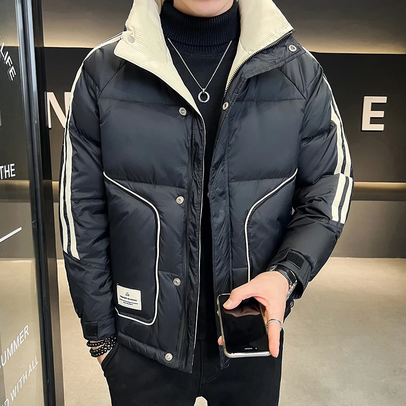 

Men's Premium down Jaet Lightweight White Du down Workwear Coat Thiened Stand Collar Quilted Winter Outerwear